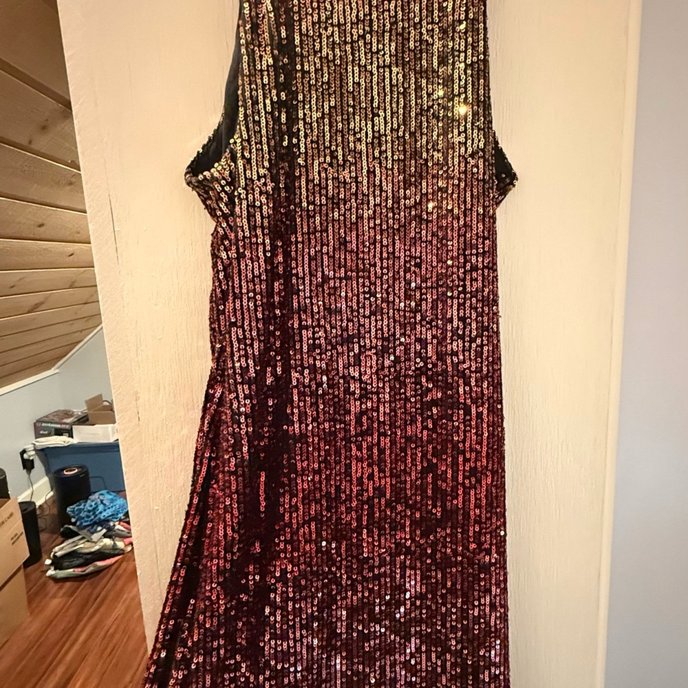 B. Darlin Red and Black Sequin Evening Dress
